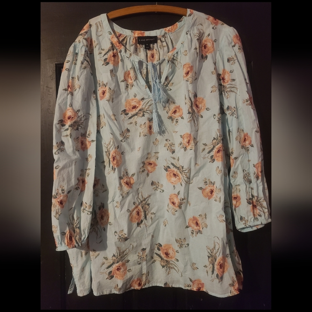 Lane Bryant Plus Size Floral Peasant Shirt
